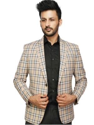 Men's Burberry print Slim fit partywear blazer- Yaqoot