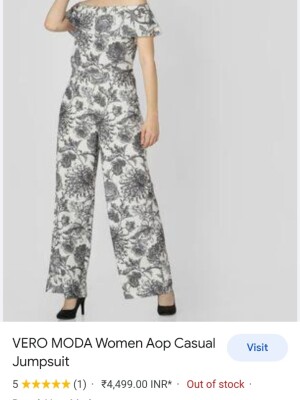 Women Black & White Floral Printed Jumpsuit From Veromoda