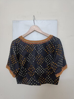 Nisha: Cotton Tie and dye with adda work ( handcrafted fabric and embroidery) Blouse