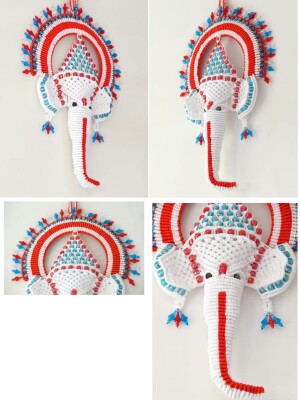 Wall Decor Macrame Ganpati, Handcrafted Home Decor Piece, Religious Decor Pieces