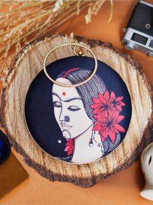 Indian Woman printed Round Clutch, Classy & Trendy Handbags, Vibrant Colors, Elegant & Exclusive Designs