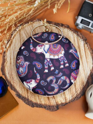 Om and Elephant printed Round Clutch, Classy & Trendy Handbags, Vibrant Colors, Elegant & Exclusive Designs, Sui