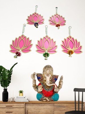 MDF Pink Lotus wall hanging ( set of 5)  Length - 10 inches  Width- 6 inches