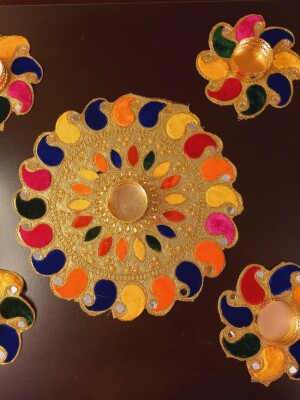 "Rangoli mat," a specially designed mat used for creating intricate and colourful rangoli designs