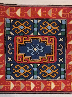 Geometric Handmade chainstitch cushion cover