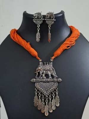 Indian Women Silver Oxidized Necklace Set /Combo Set/ Bohemian Jewelry / Boho Oxidised Jewellery For Gift