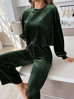 Dark Green Velvet set, Comfortable and Chic