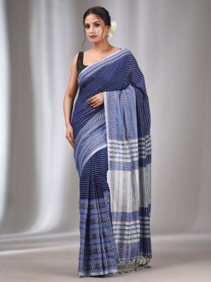 BLUE Begumpuri Cotton handloom saree