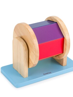 The rainbow wooden spinner, a visually captivating and tactile toy designed to provide both entertainment and sensory stimulation.
