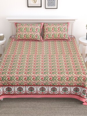 Block Printed Pure Cotton Bedsheets, 1 Bedsheet 2 Pillow Cover, Size 90*108