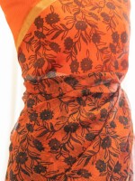 Orange kota silk pure saree with blouse
