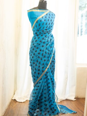 Firoji kota silk pure saree with blouse