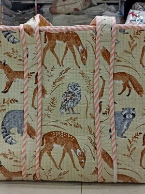 Wonderful wild print jaipuri tote bag with chain