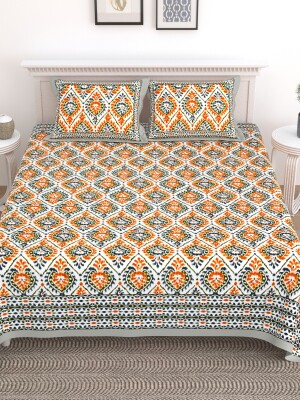 Pure cotton patola design king size double bedsheet with 2 pillow covers