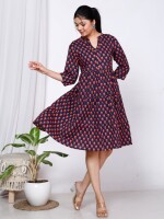 High neck cotton ruffle dress for women
