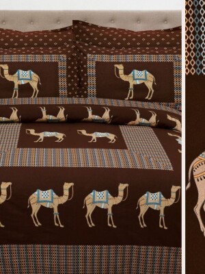 Camel print king size cotton bedsheet with 2 matching pillow covers