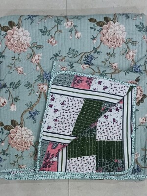 Quilted pure cotton bedcover with pillow cover