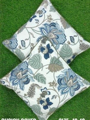 Pure cotton white floral print cushion covers