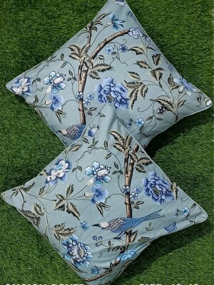 Blue floral print pure cotton cushion covers