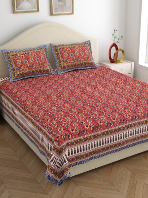 Full size cotton print bedsheet with 2 pillow covers