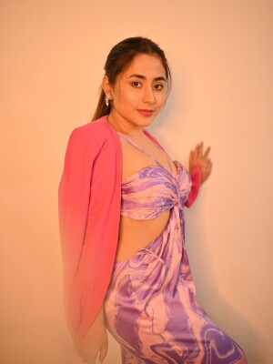 Periwinkle dream satin long gaia dress for women