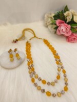 Natural pearl & stone two-layer neckpiece