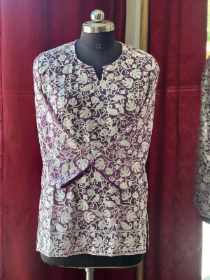 Georgette kashmiri embroidered short kurta for women
