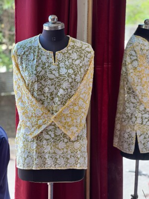 Georgette kashmiri embroidered short kurta for women
