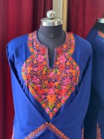 Kashmiri embroidery cotton blue kurta for women