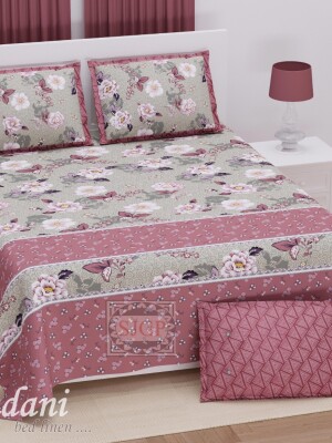 Joint-free king size twill cotton double bedsheet set with 2 pillow covers, featuring a stunning design