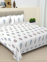 Block printed 100% cotton king size double bedsheet with 2 pillow covers