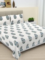 Beautiful king size block printed 100% cotton bedsheet set with two pillow covers
