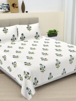 Classic floral print king size 100% cotton double bedsheet with 2 pillow covers