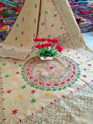 Handcrafted kantha work beautiful saree