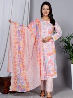 Pure cotton fabric beautiful kurta set with pant and dupatta