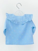 Adorable sky blue frill tops, 100% cotton for babies and toddlers (0 months - 5 years)