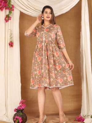 Beautiful pure cotton floral printed ruffle dress