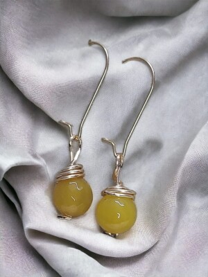 Yellow onyx drop beautiful earrings
