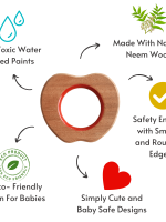 Mango & apple for babies | with benefits of neem wood | child safe teether | serves as grasping and chewing toy | set of 2 wooden teether