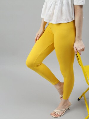 Super soft yellow ankle length cotton legging