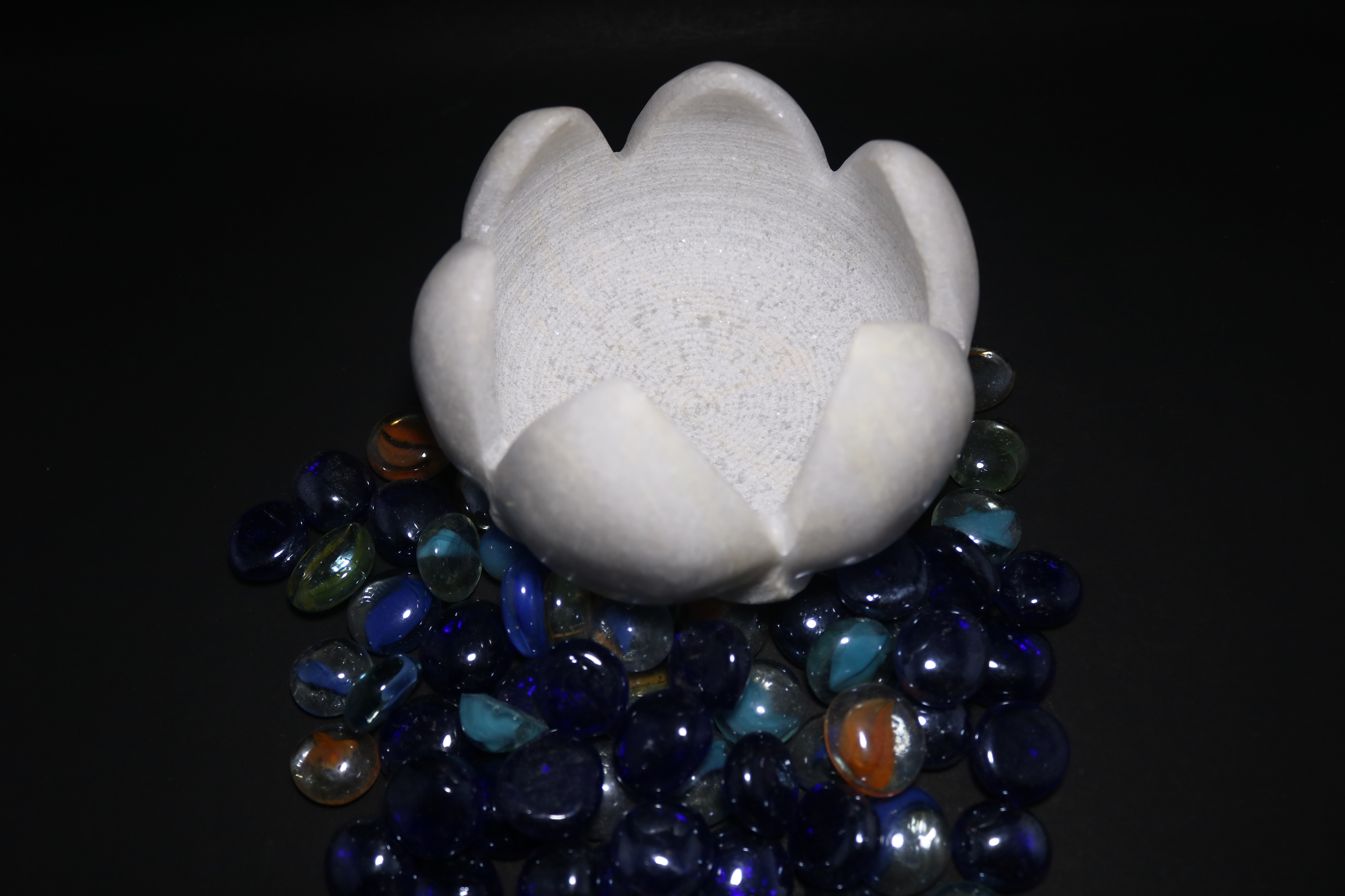 Marble Bowl Flower Floater Bowl, Uruli, Flower Bowl, Marble Bowl .