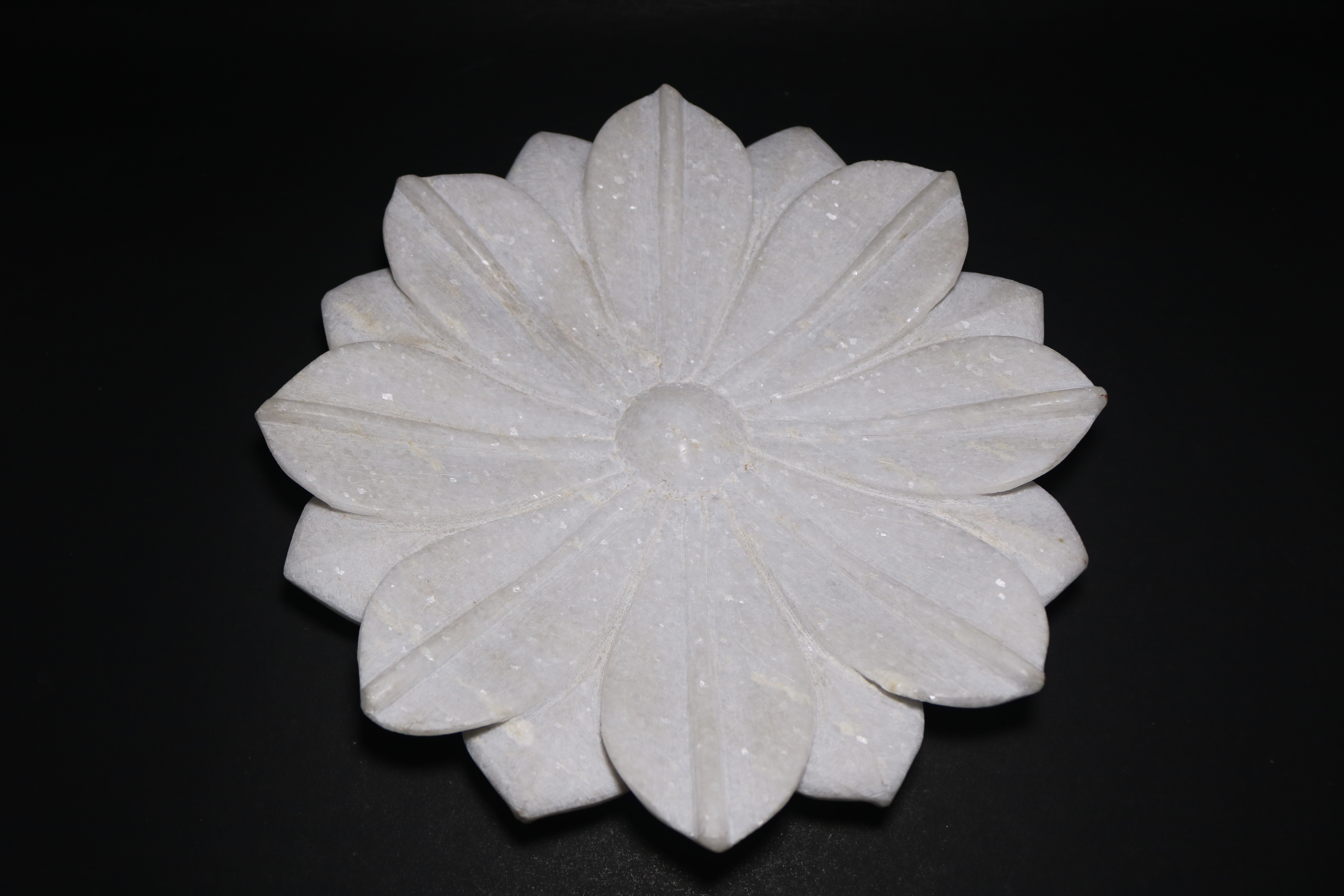 Marble Flower Bowl, Decorative Lotus Plate, Lahar Bowl (Polished)
